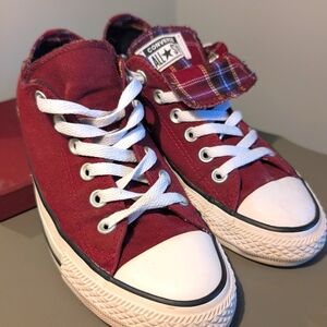 Converse Low Top Dual Tongue Maroon/Plaid